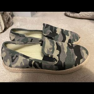 Army color slip on shoes